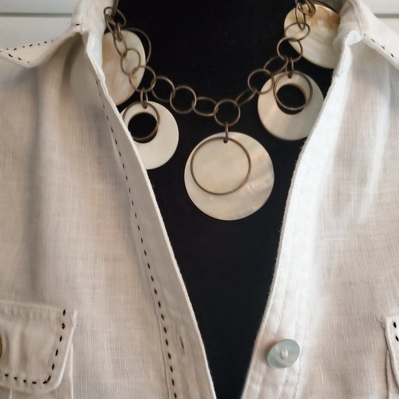 LINEN WHITE SHIRT DRESS SIZE 38 + GIFT J-NITA 100% LINEN - Picture 3 of 16